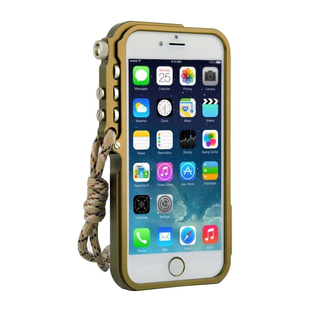 Arm Trigger Metal Frame Case Mechanical Arm Metal Bumper for Apple Iphone 6 Plus (coffee)