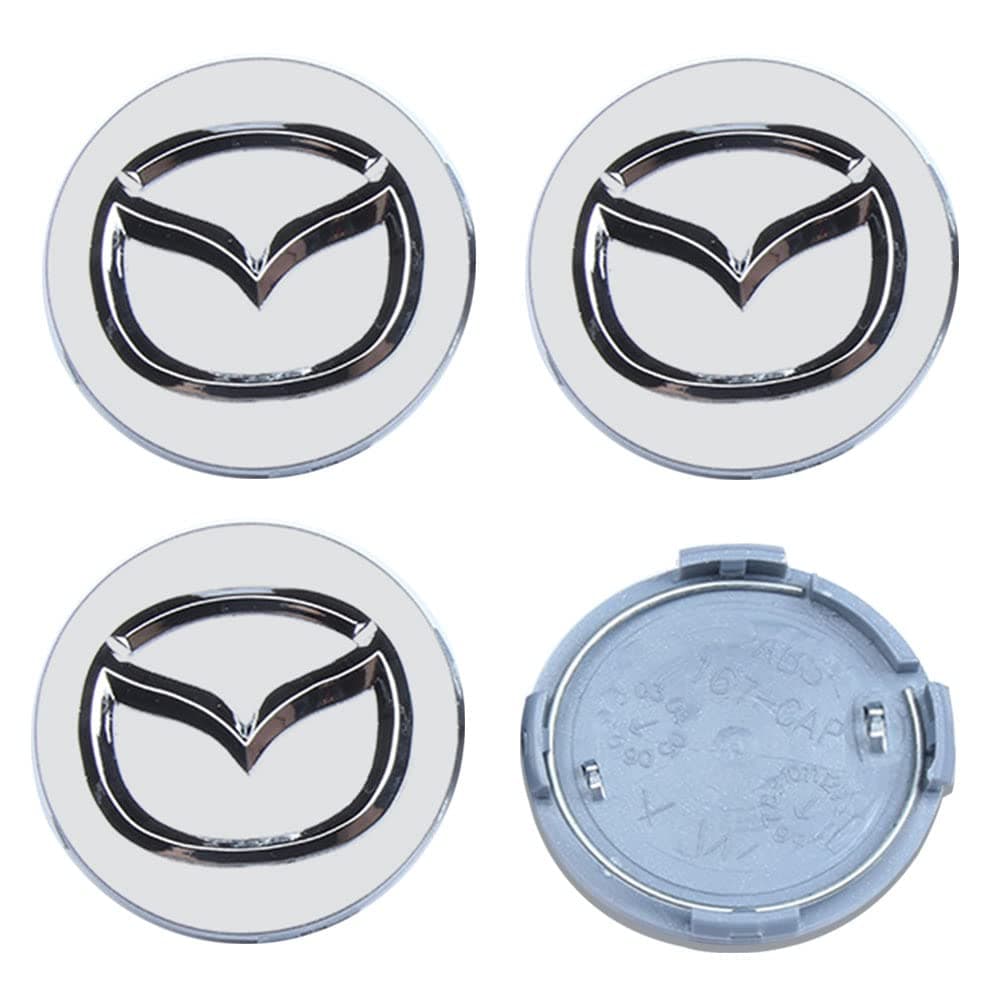 4PCS Wheel Center Caps for Mazda CX-5 CX-7 CX-8 M6 MX5 RX7 RX8 A8 CX9 X MX, 56mm/2.2" Car Wheel Hub Caps ABS Rim Center Hub Cover (Silver)