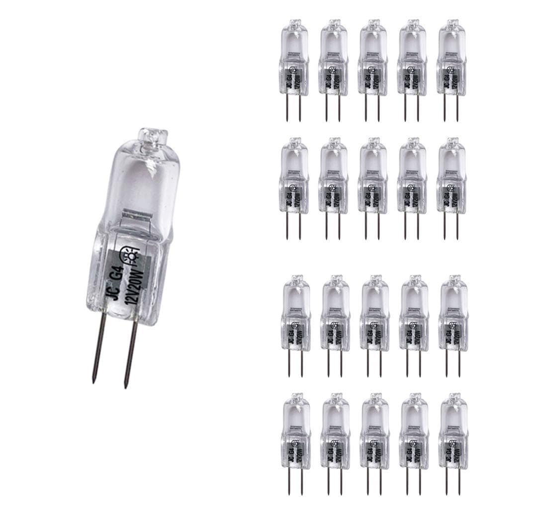 Vstar G4 12V 20W Halogen Bulb JC Type Bi-Pin Light,Clear, G4 Bi-pin Base, Halogen Light Bulb (20W 20Pack)