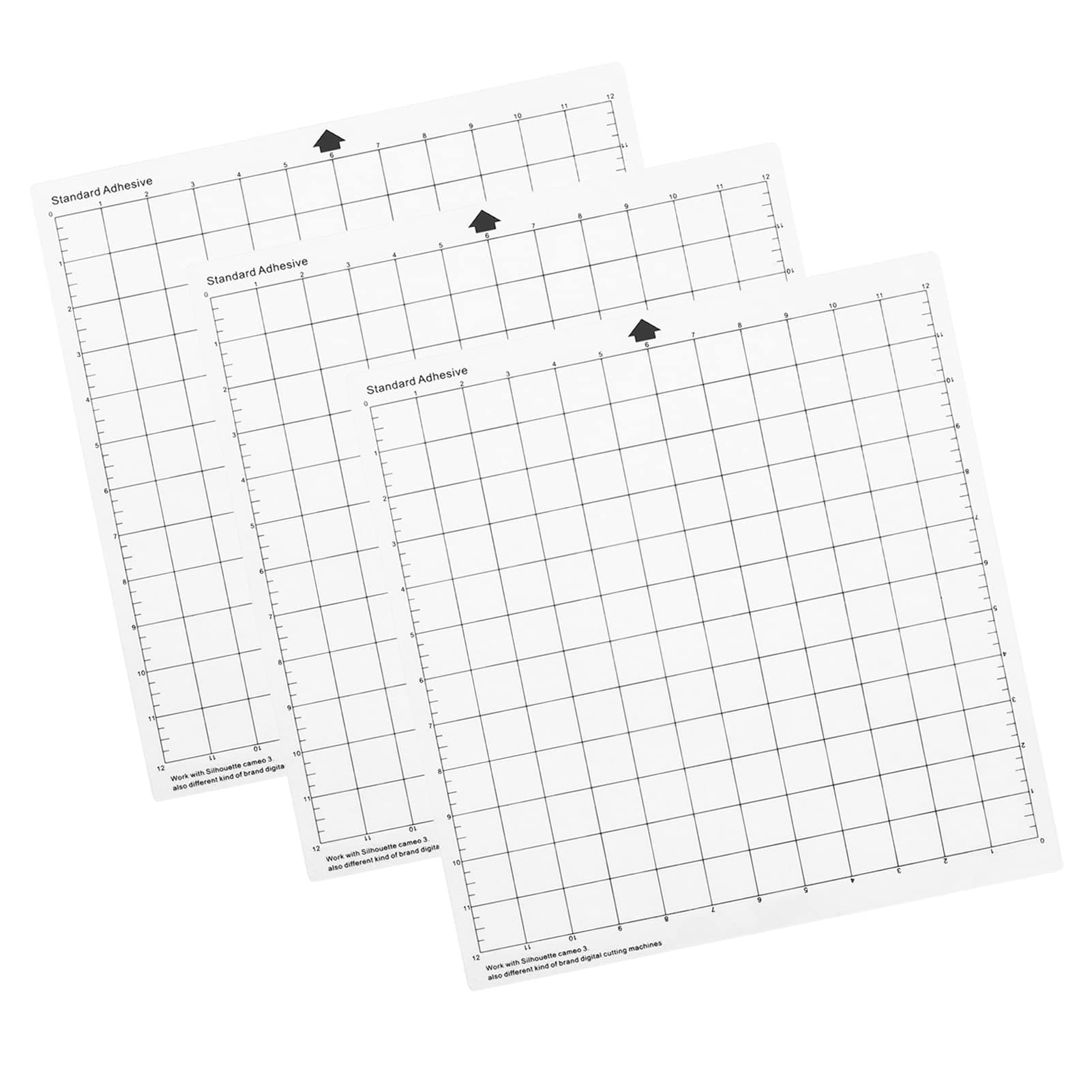 Morelian Cutting Machine Special Pad 12 Inch Measuring Grid Replacement Translucent PP Material Adhesive Mat With Clear Film Cover for Silhouette Cameo Plotter Machine 3PCS
