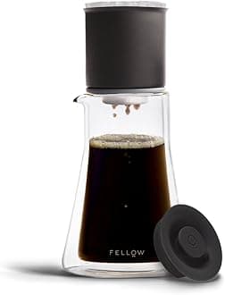 Fellow Stagg Pour-Over Dripper & Double Wall Glass Carafe Kit 20 oz [XF], Stainless Steel Vacuum Insulated, Non-Clogging, Fast Drip, Includes 20 Coffee Filter Papers