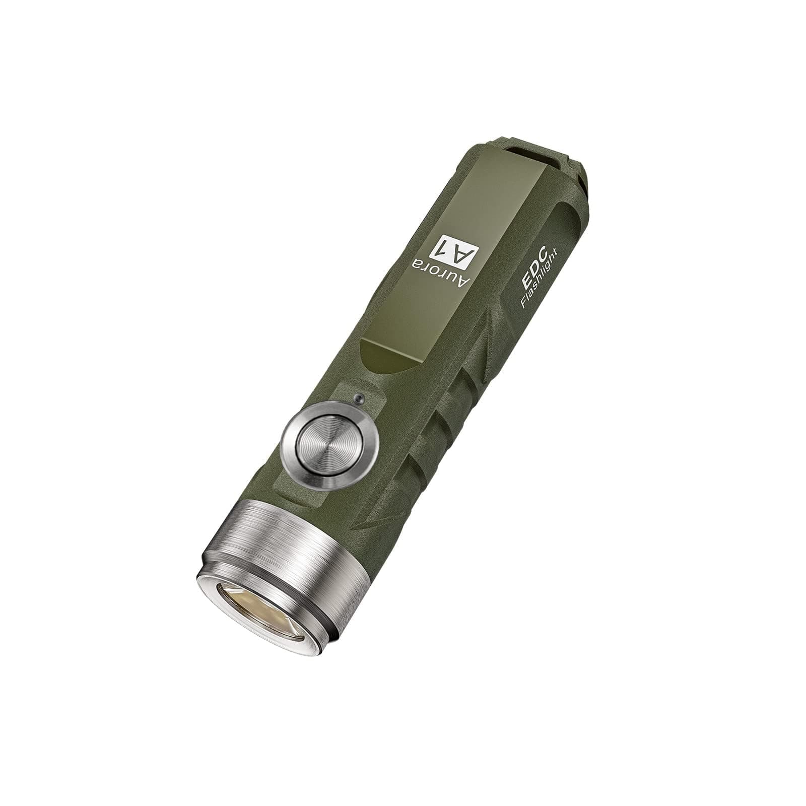 A1 Gen 4 Rechargeable EDC Flashlight 650 Lumens Super Bright Outdoor Mini Keychain Flashlights for Everyday Carry, Camping, Thanksgiving (Military Green)