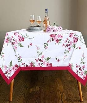 Table Cloth, Rectangle, Cotton,145 cm X 220 cm (Pink)(Rectangular, Pack of 1)