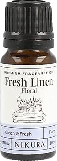 Nikura - Fresh Linen (Floral) Fragrance Oil - 10ml | Perfect for Diffuser for Home, Soap Making, Candle Making, Wax Melts | Bath Bombs, Pot Pourri Refresher Oil, Perfume Scents, Burner Oil | UK Made