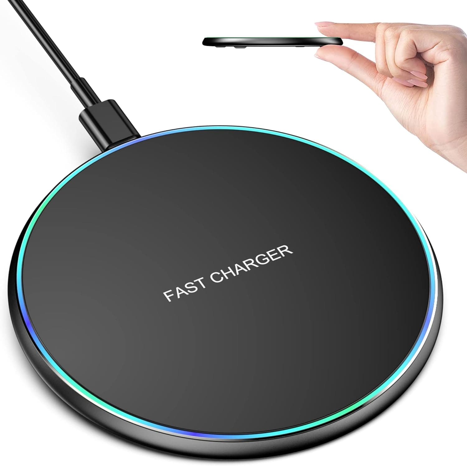 Eisreho Wireless Charger, Wireless Charging Pad for iPhone 16/15/14/13/12/11 Pro/Pro Max/XS Max/XR/SE, Wireless Charging Mat Station for Samsung Galaxy S22/S21S20/S10/S9/Note10/9, AirPods 2/Pro, Black