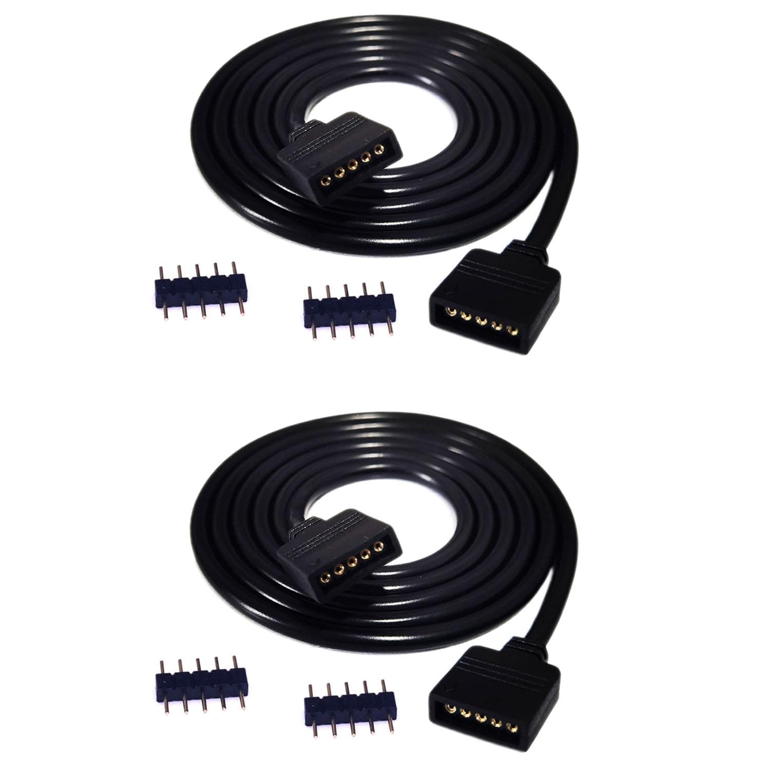 LitaElek 2pcs 1m/ 3.3ft RGBW LED Strip Extension Cable 5 Pin RGBW LED Tape Extension Cord LED Strip Connector LED Ribbon Extender LED Controller Connector for SMD 5050 RGBW LED Strip, Black