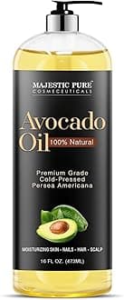 Majestic Pure Avocado Oil - 100% Pure & Natural - Premium Grade, Cold-Pressed, Hexane-Free Carrier Oil for Skin, Hair and Body - Moisturizing Skin, Hair and Scalp - 16 Fl Oz