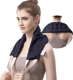 uncnLong Heating pad for Neck and Shoulders Back 33 * 5.9" microwavable Large Moist Heat Pack Warm hot Compress Neck wrap Weighted Bag Massage Reusable Herbal Nature Calming Portable