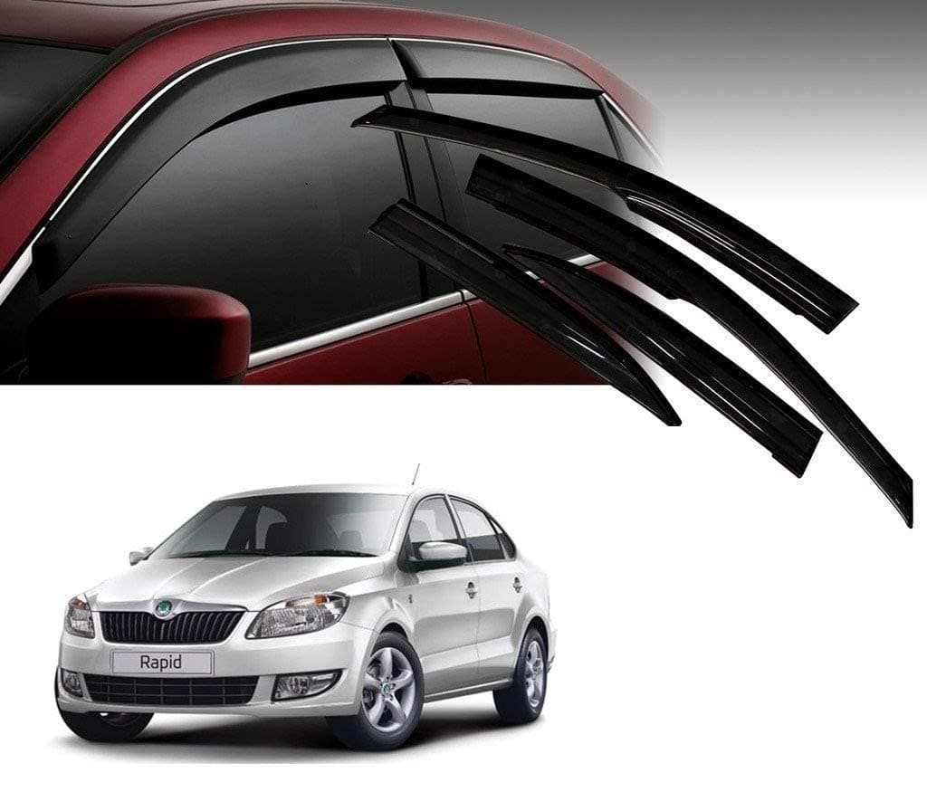 Premium Non-Breakable Car Window Door Visor/Rain Guard/Wind Deflector Compatible for (Skoda Rapid)
