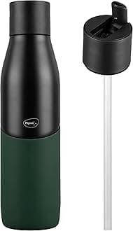 Pigeon by Stovekraft Luxe Thermos Stainless Steel Sipper Flask 750ml with Straw| 24 Hours Hot and Cold|Leak Proof|Easy to Open|Easy to use|Ideal Usage for Office Men/Women|School/College|Black&Green