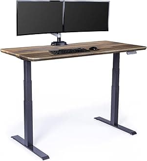 Vari Classic Electric Standing Desk - VariDesk Height Adjustable Sit/Stand Desk - Dual Motor with Memory Presets, Stable T-Style Legs - Gaming or Home Office Workstation - 60”x30”, Reclaimed Wood