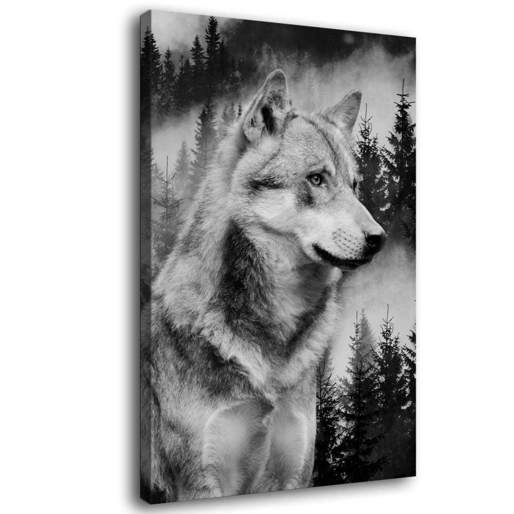Wolf Forest Black&White Animal Canvas Art Poster and Wall Art Picture Print Modern Family Bedroom Decor Posters