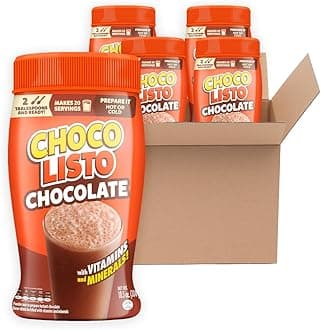 Chocolisto Instant Chocolate Drink, Nutritious Beverage with Vitamins and Minerals, 10.5 oz per Pack, Pack of 4.