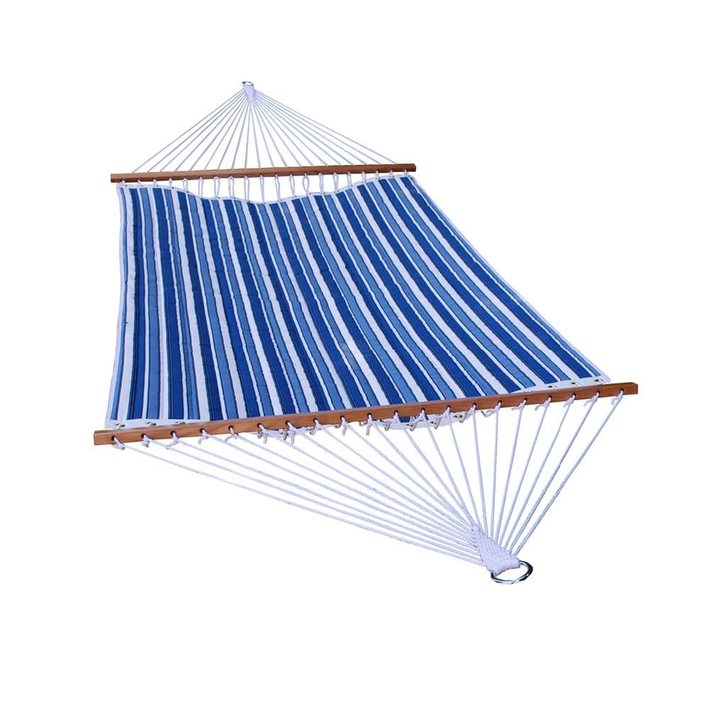 Algoma 2789W-135142 Two Point Quilted Reversible Hammock, Tropical Palm Stripe Blue/Norway Powder Blue Spun Polyester