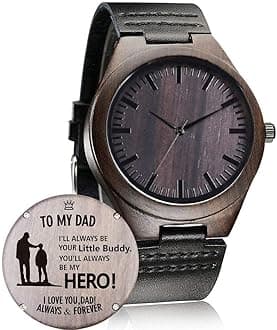 WASTIME Customized Engraved Wooden Watch, Casual Handmade Wood Watch for Men Women Husband Wife Dad Mom Son Family