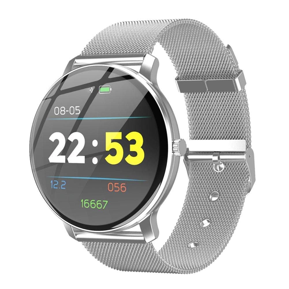 OPTA SB-154 Stainless-Steel Alauda Bluetooth Spherical Mirror Screen Fitness Watch with All Day Heart Rate and Activity Tracking Smart Band for Android and iOS, Medium (Silver)