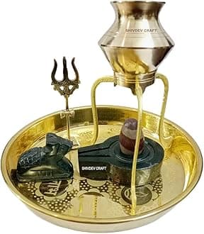 Narmadeshwar Shivling with Jaldhara Abhishekam Set Stand Lota Trishul Puja Plate Set