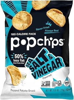 Potato Chips, Sea Salt & Vinegar, 12ct Single Serve 0.8oz Bags, Low-Calorie, Gluten Free, Salty Snacks for Adults and Children, Non-GMO, Vegan & Kosher Friendly, 100 Calories Per Bag