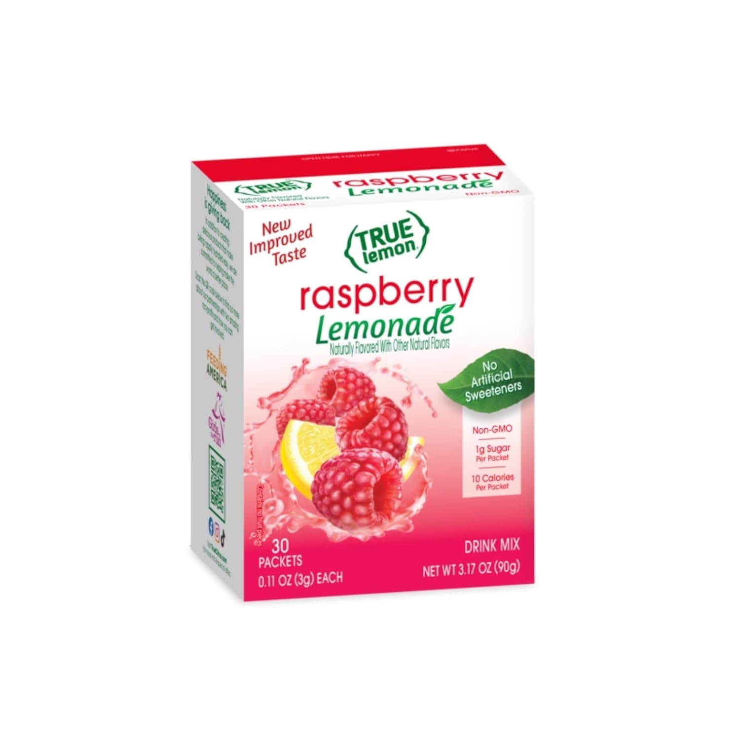 - True Lemon Raspberry Lemonade 30ct (Pack of 1) - Drink Mix - No Artificial Sweeteners, Low Calorie - Powdered Drink Mixes & Flavors - Water Flavor Packets & Water Enhancer with Stevia