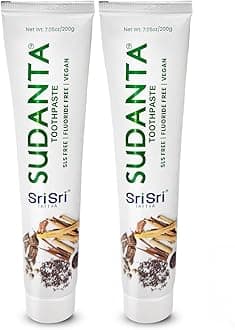 Sri Sri Tattva Sudanta Original Toothpaste - All Natural, Fluoride Free Tooth Paste with Cloves, Cinnamon, Bakul & More - 200g (Pack of 2), for Kids and Adults