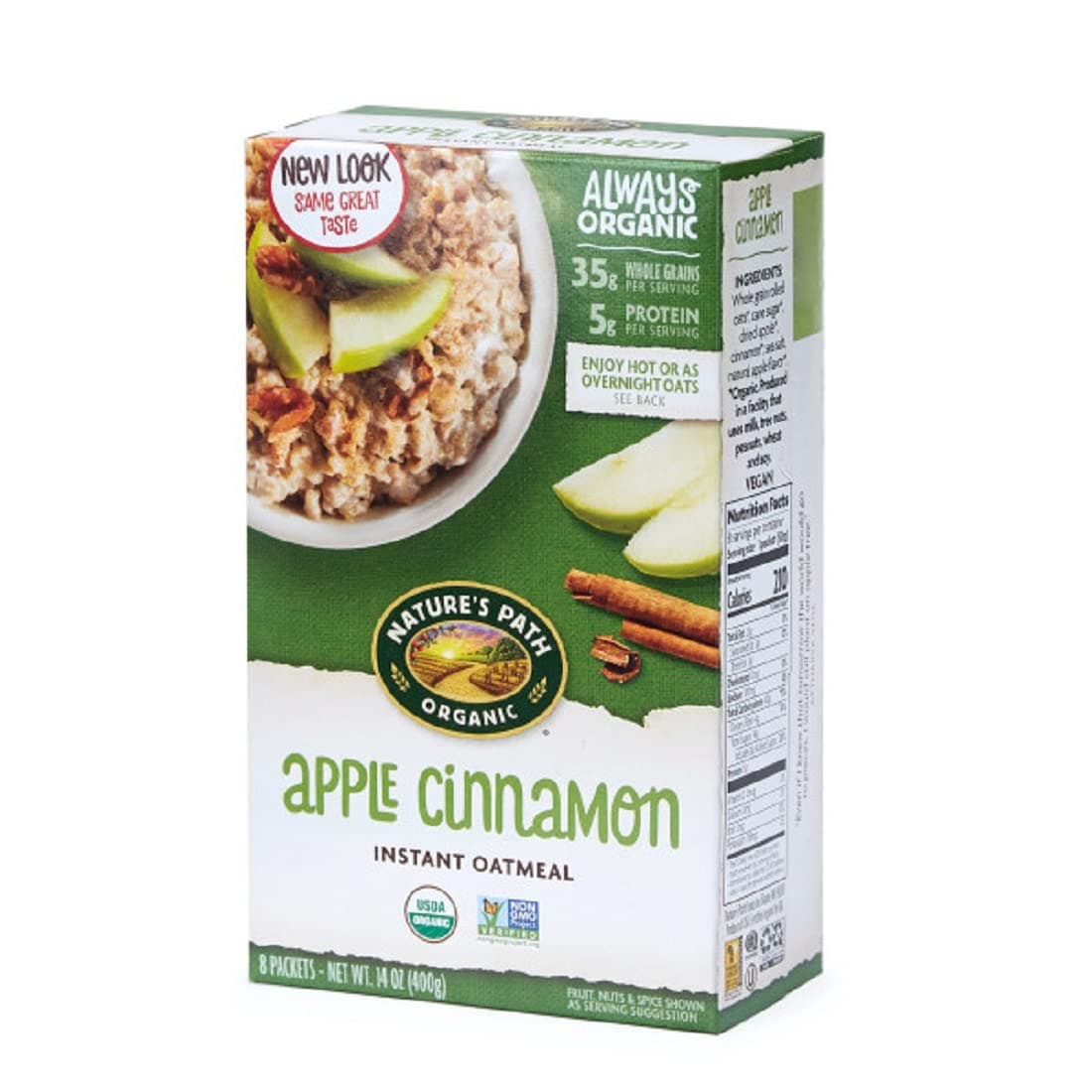 Organic Apple Cinnamon Instant Oatmeal, 14 oz (Pack of 1), Non-GMO