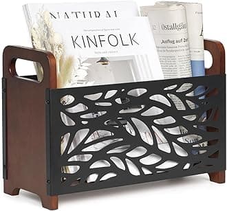QILICHZ Magazine Holder,Wood Magazine Rack,Rustic Magazine File Holder,Magazine Storage Basket,Magazine Rack Floor,Farmhouse Magazine Organizer for Magazines,Books,Newspapers