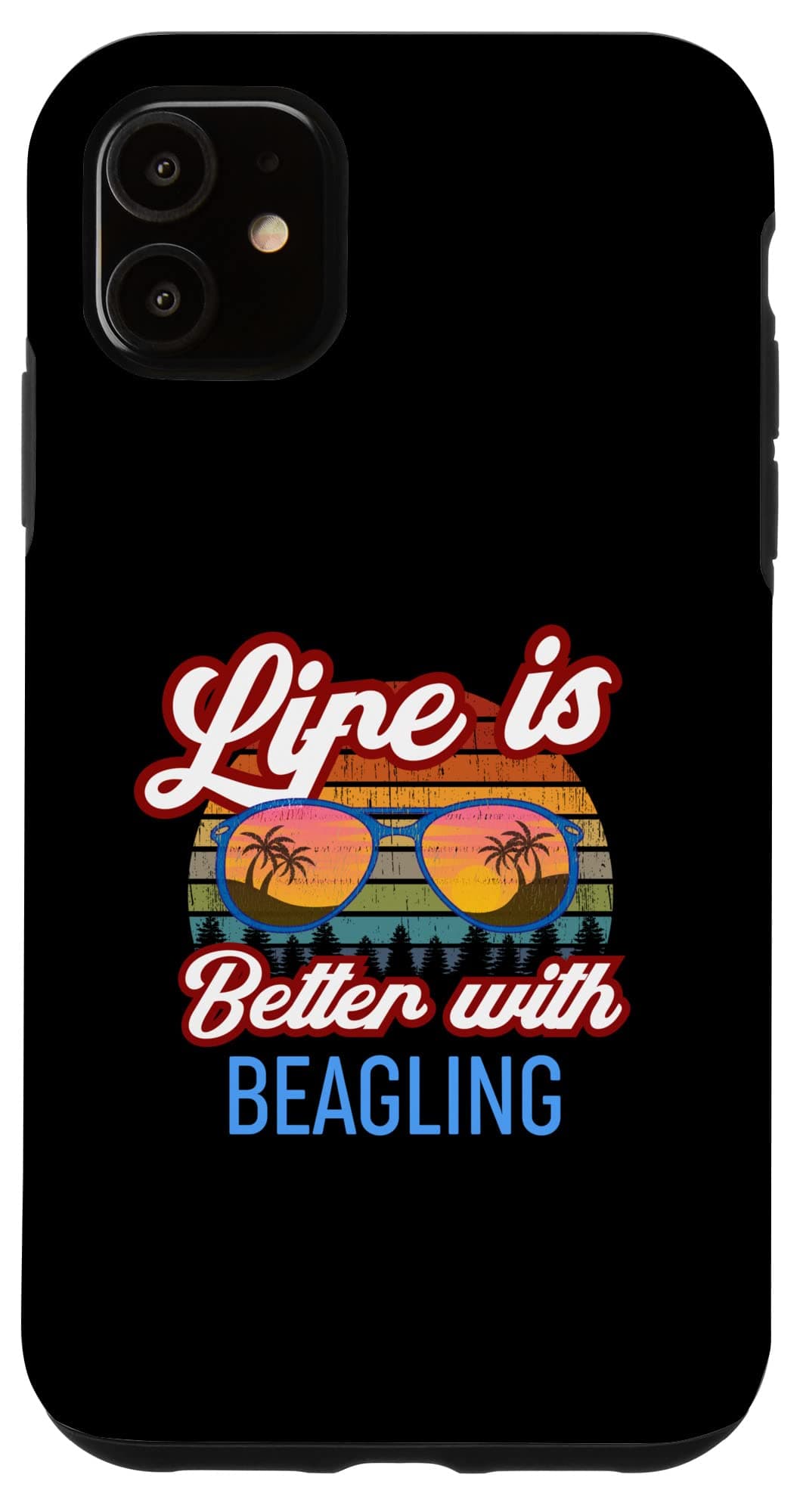 iPhone 11 Retro Sunset Slogan - Life is Better With Beagling! Case