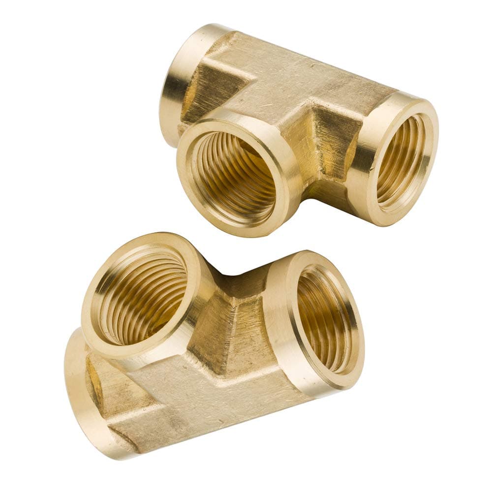 Legines Brass Pipe Tee 1/8" NPT Female x 1/8" NPT Female x 1/8" NPT Female Forged 3 Way T-fittings (2 pcs)