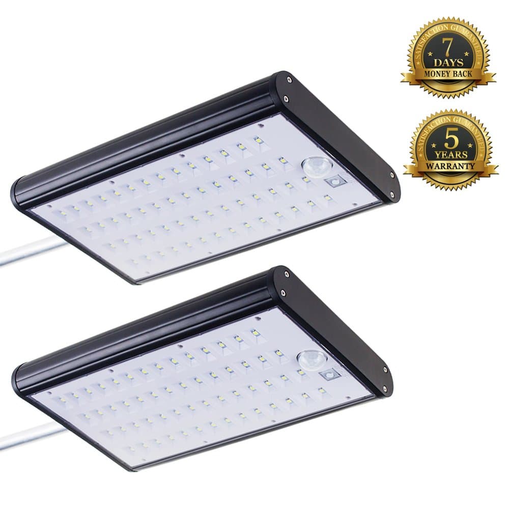 KUMEDA Solar Sensor Lights, Super Bright 56 LEDs Outdoor Waterproof Motion Sensor Light (4400mAh Battery Panel,700 Lumens)for Yard Garden Barn Porch Parking Lot Light (2-pack)