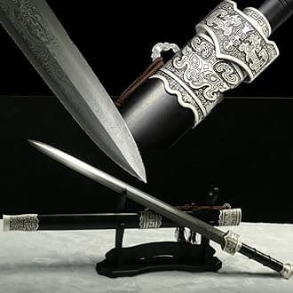 Damascus Folded Steel Full Tang Chinese Sword HAN JIAN