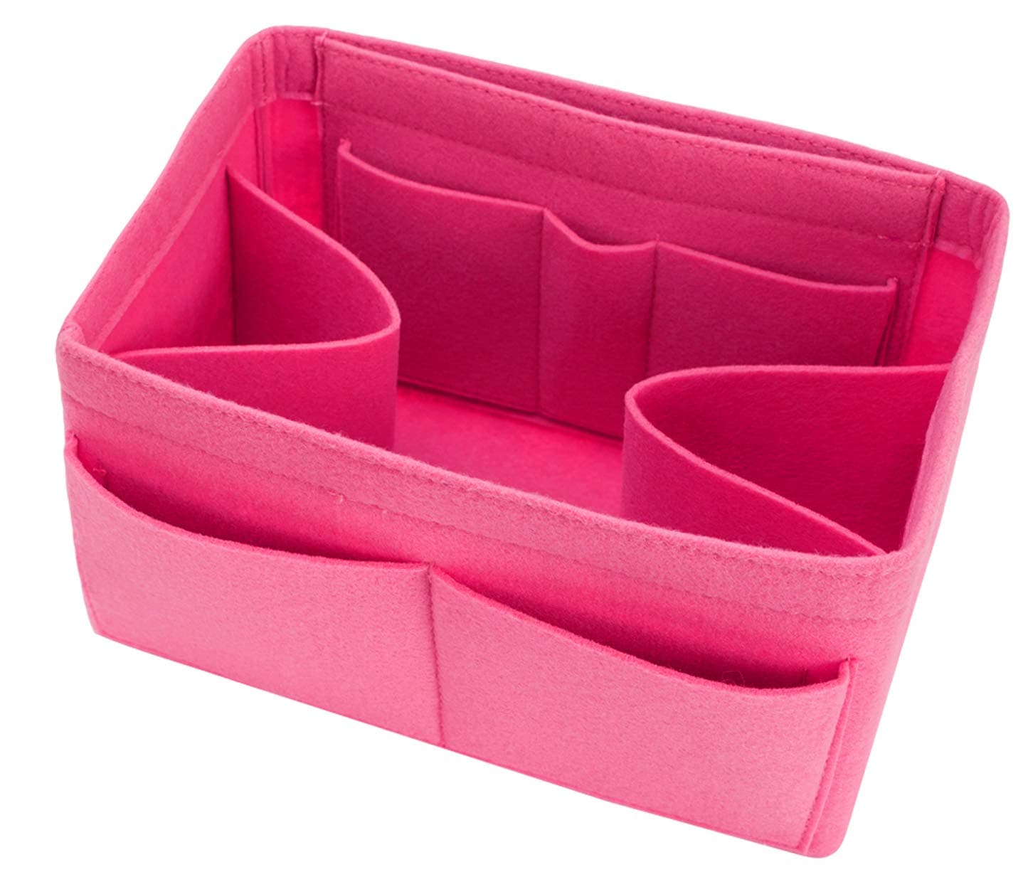 2mm Purse Organizer Insert 10 Pockets Bag in Bag Super Light Weight for Women's Handbag or Tote (Small, Rose Red)