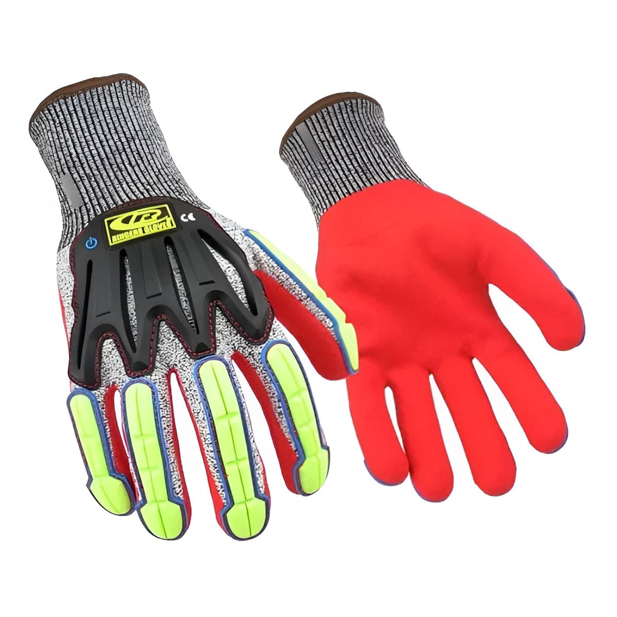 Ringers Gloves 065 R-Flex Impact Nitrile - Light Duty Impact Glove, Full Flexibility, XX-Large, Gray, Red (065-12)