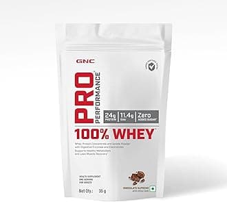 GNC Pro Performance 100% Whey Protein Powder | 35 Gm | 1 Serving | Boosts Strength & Endurance | Builds Lean Muscles | Fastens Muscle Recovery | 24g Protein | 5.5g BCAA | Chocolate Supreme