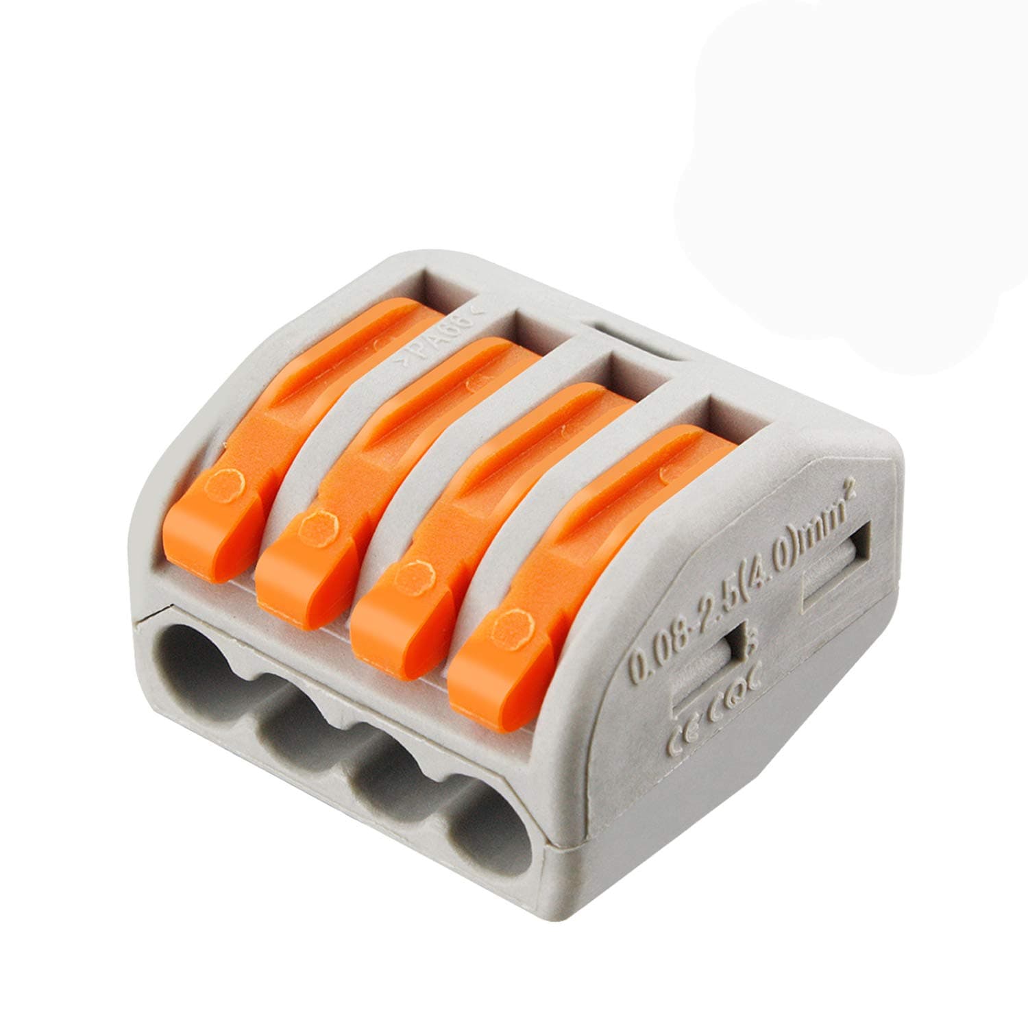 50 Pcs Lever Connectors Nuts 4 Conductor Combination Compact Wire Connectors Fast Connection Terminal 28-12 AWG Suitable for Multiple Types