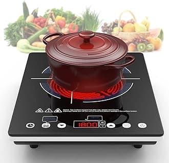 Electric Cooktop,110V Electric Stove Top,Single Burner LED Touch Control,9 Power Levels, Kids Lock &Timer,Overheat Protection,1800W Portable Induction Cooktop.
