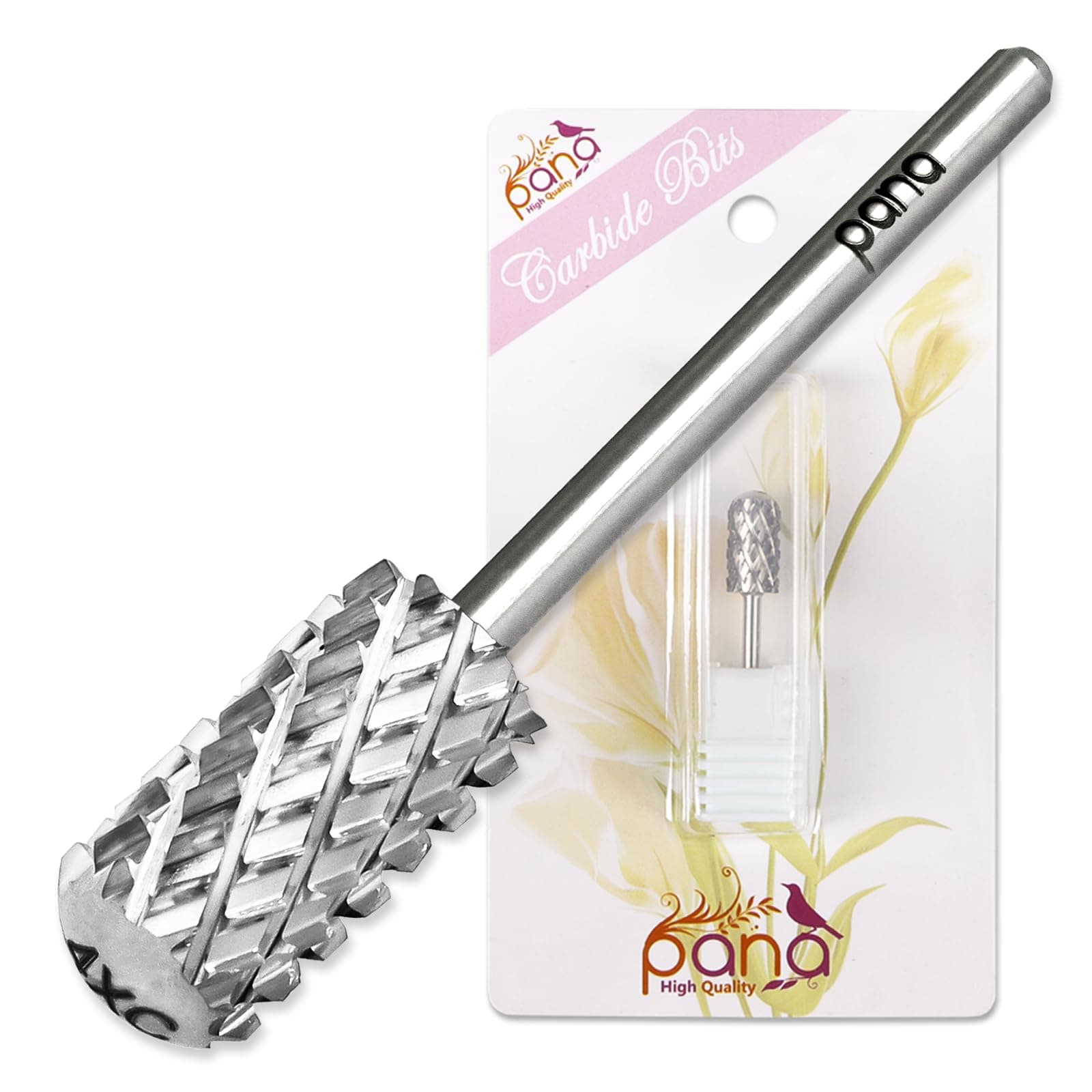 3/32" Large Smooth Round Top Safety Carbide Nail Drill Bit for Gel Polish & Acrylic Removal Nail Salon Manicure Pedicure Electric File Tools (Large Barrel - Silver, 4X Coarse)