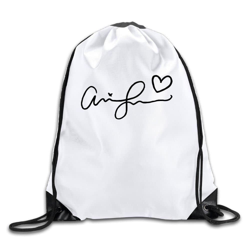 BYDHX Ariana Grande Signature Logo Drawstring Backpack Bag White