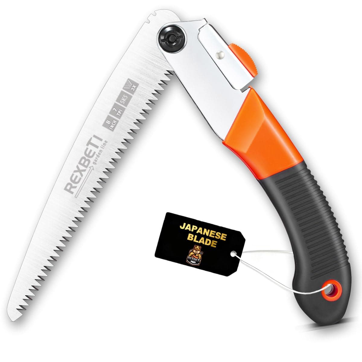 Folding Saw, Compact Design 8 Inch Blade Hand Saw for Wood Camping, Dry Wood Pruning Saw with Hard Teeth, Quality SK-5 Steel