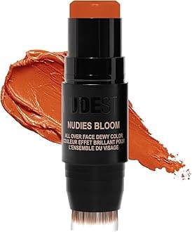 - Nudestix Nudies Bloom All Over Dewy Color – 3-in-1 Cream Blush Stick for Cheeks, Eyes & Lips with Built-In Brush | Sheer, Glossy Finish | Vegan, Long-Wear, Multi-Use Makeup