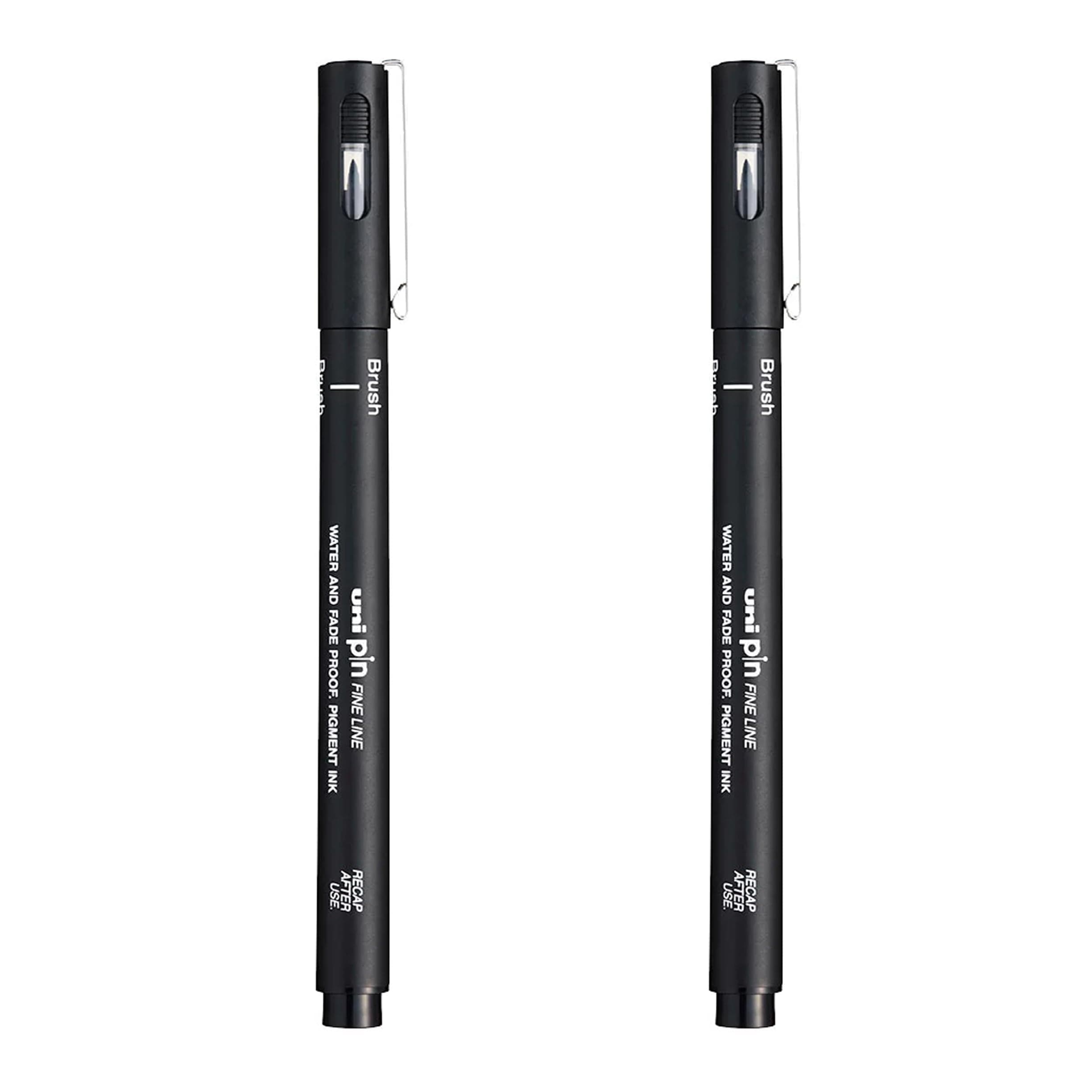 Uni Pin Fineliner Drawing Pen - Black - Brush Nib - Pack of 2