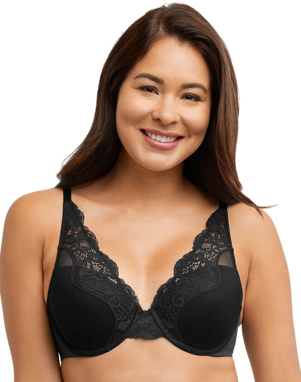 Women's Lace Underwire Bra, One Smooth U Comfort Stretch Full-Coverage Lace Bras for Women, Convertible