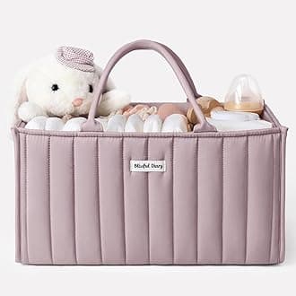 Blissful Diary Baby Diaper Caddy Organizer, Baby Shower Basket for Girls, Gift for Newborn Essentials, Baby Registry Must Have, Stylish Baby Basket for Changing Table Car Travel - Mauve Pink