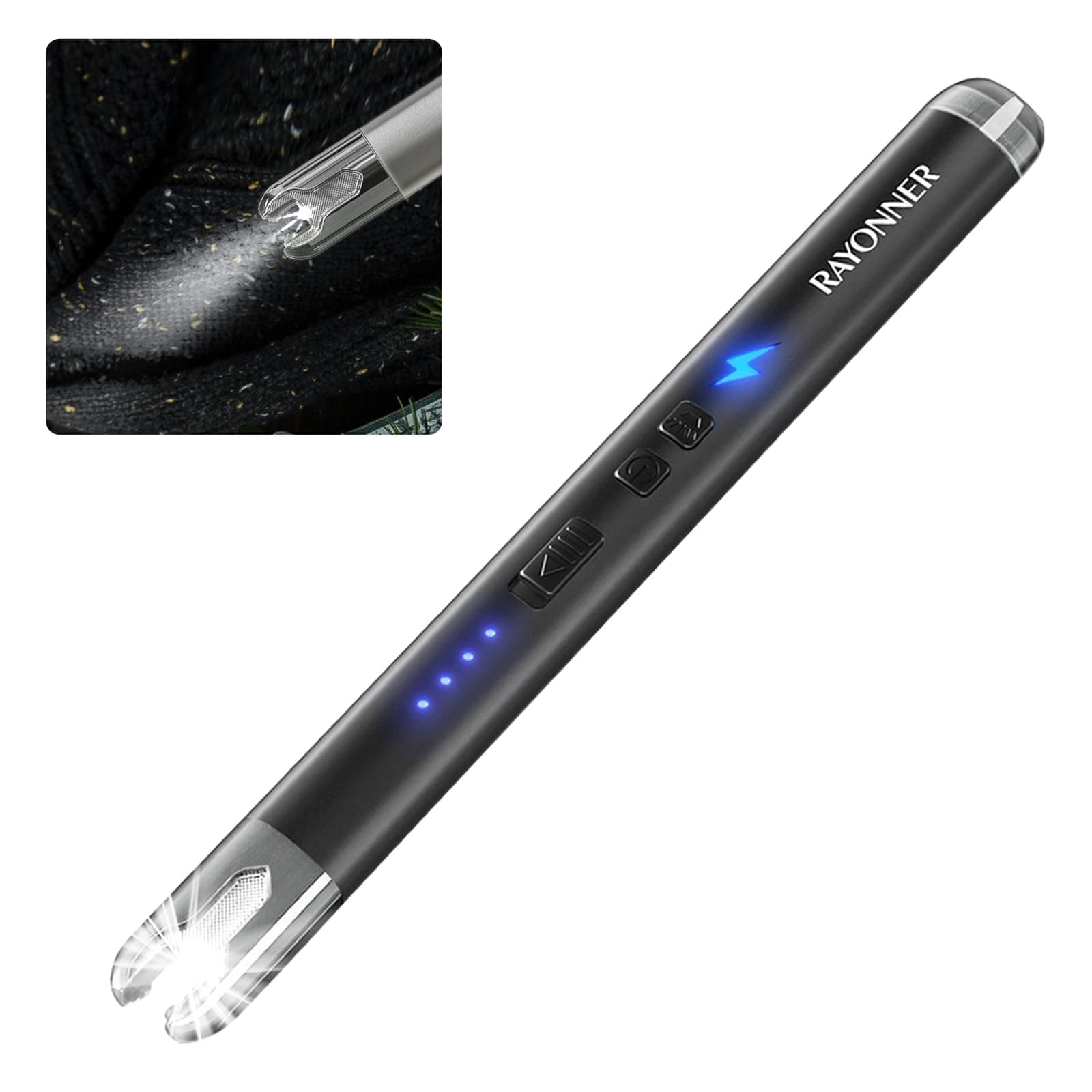 RAYONNER Lighter Electric Candle Lighters with Flashlight Windproof & Flameless USB Rechargeable with Safety Switch