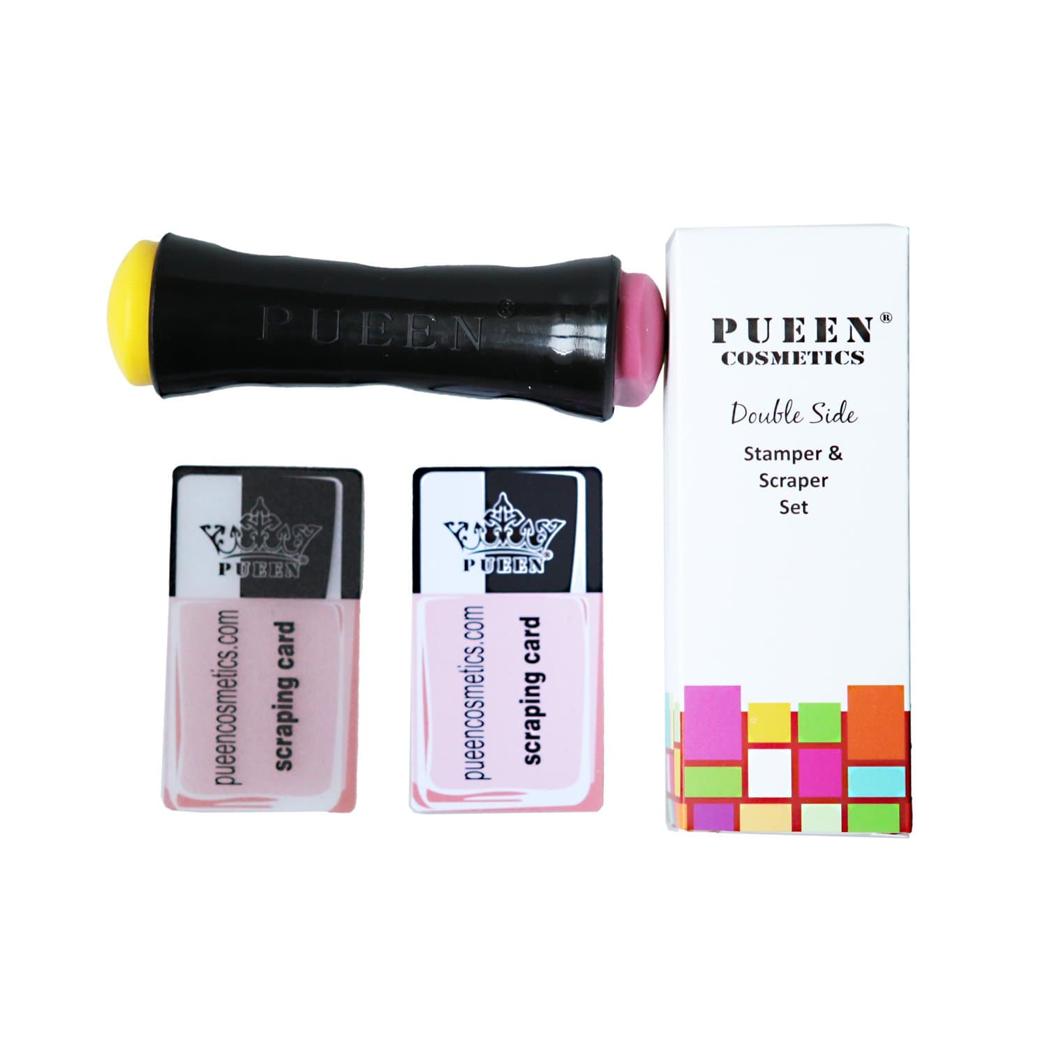 PUEEN Nail Art Double Side Super Soft Squishy Silicone XL Stamper and Scraper Set - Stamping Tools-BH000485