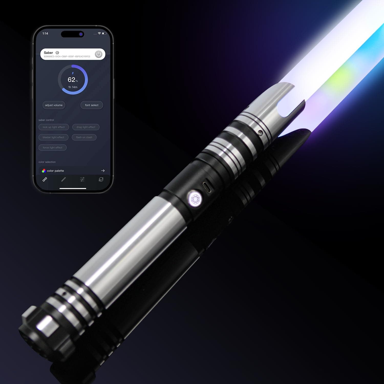 Smooth Swing Dueling Light Saber with 36 RGB Colors & 36 Sound Fonts, Motion Control, Premium Aluminum Hilt for Adults, Teens - Role Play Set, Game Prop Equipment, Gift Idea