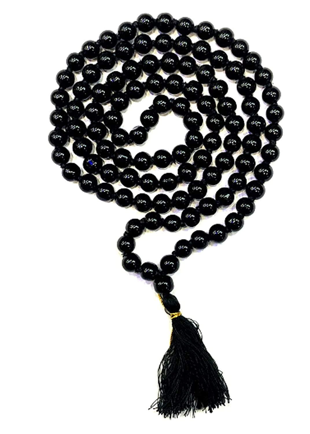 Divya Shakti Stone 108 + 1 Beads Agate Hakik Jaap Mala for Unisex Adult (Black, 6 mm)