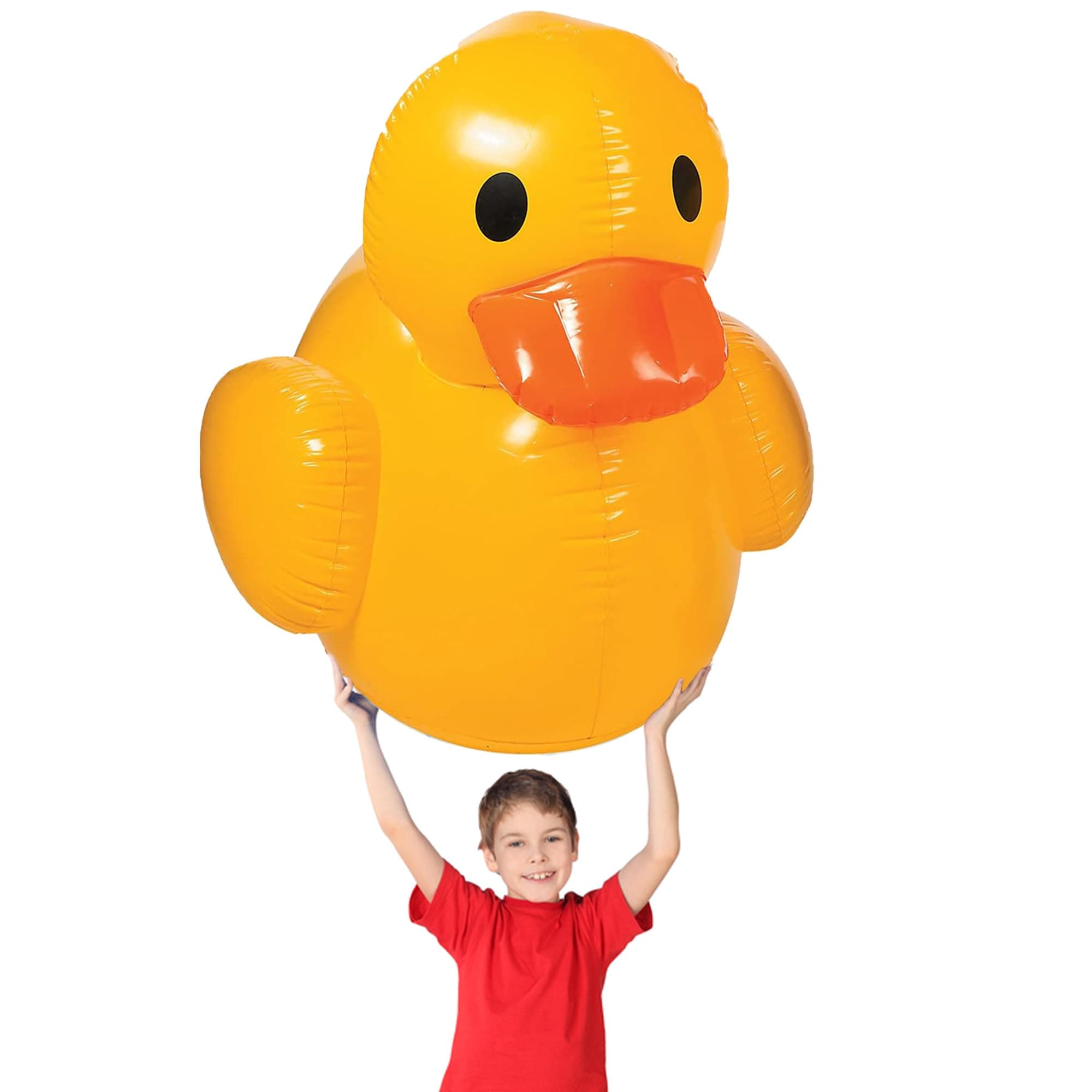 Fun Express Giant Inflatable Rubber Duck 4 Feet - Large Yellow Duck Pool Float for Birthday Party Decorations | Big Rubber Ducky for Baby Showers, Easter Decor & Outdoor Events | Premium Vinyl Design