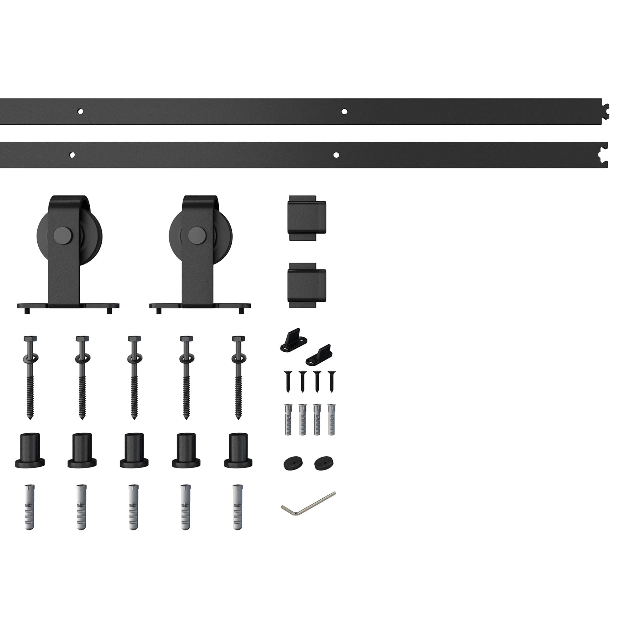 BARNSMITH 6FT Sliding Barn Door Hardware Kit - Top Mounted Track for Aluminum Glass Door - Simple and Easy to Install, Floor Guide Included