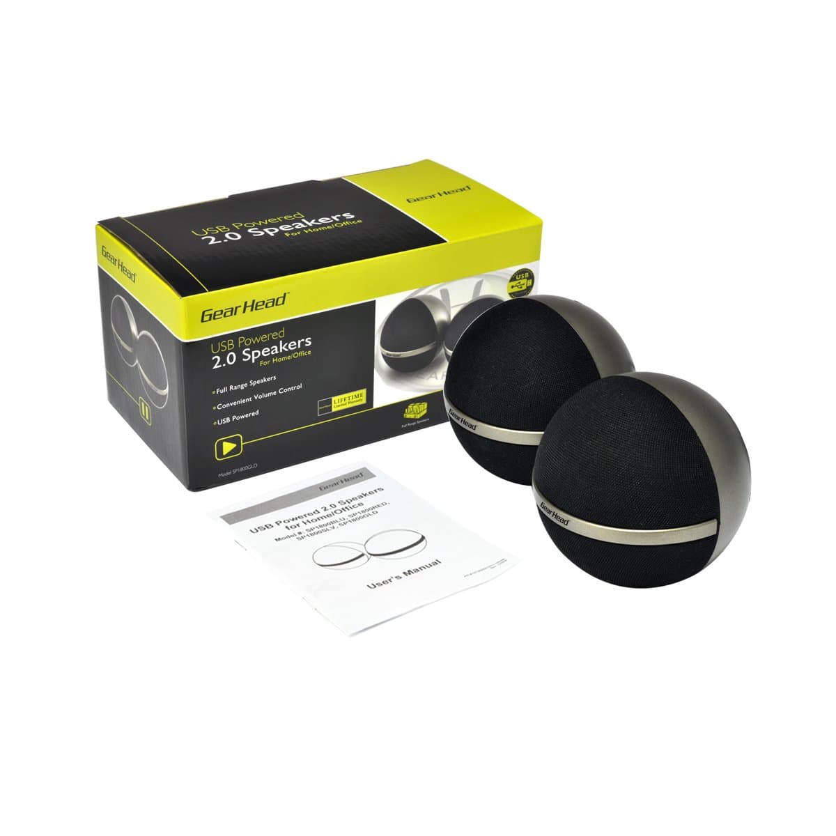 Gear Head USB 2.0 Speakers for Home/Office, Gold (SP1800GLD)