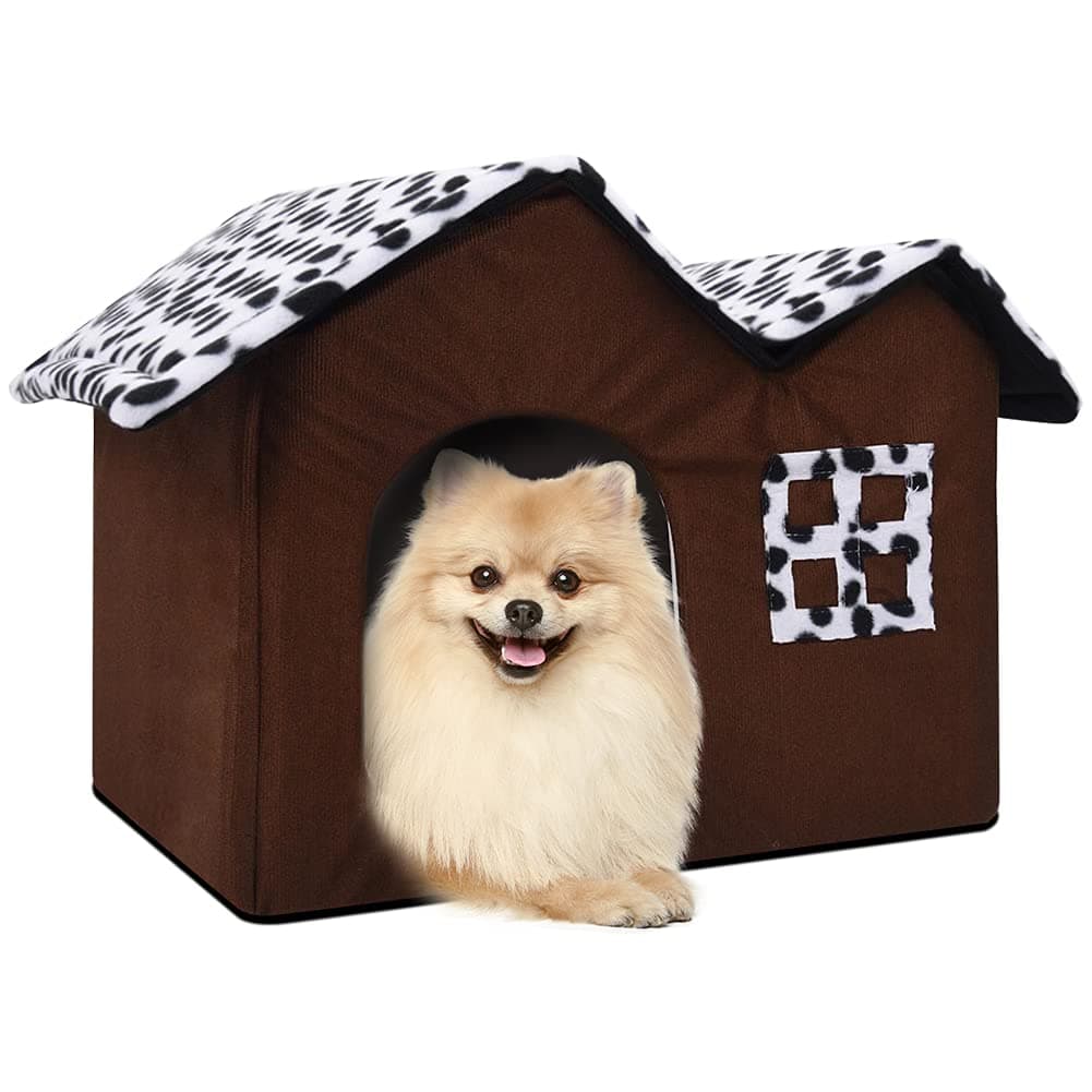 Cat Bed Cave Dog House: Small Pet Hut Soft Fluffy Indoor with Removable Felt Mat